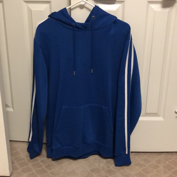 Mens Blue Hoodie & Jogger Set with white stripes (Size Medium) - Picture 2 of 7